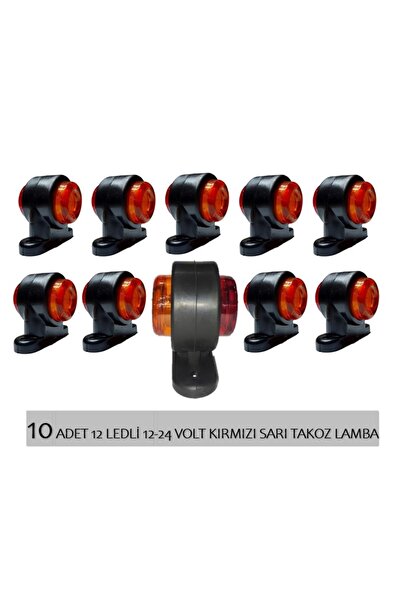 reyoto 10 Adet 12 Ledli Mini Takoz Lamba 12-24 Volt Sarı Kırmızı