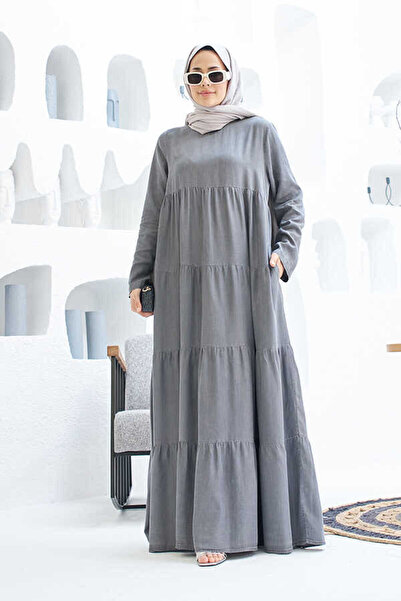 Neways Gray 6400 Model Gathered Dress