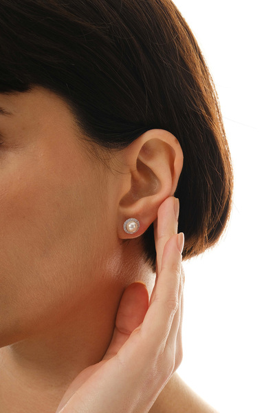 jingle bells İncili Küpe 925 Ayar Gümüş Rodyum Kadın Küpe