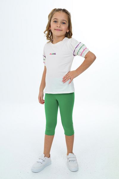 Toontoy Girl's Colorful Embroidered Capri Suit