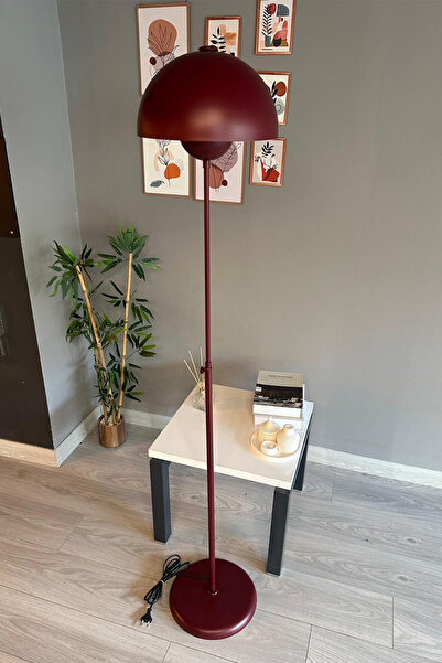 Bamyum Vega Lambader Vişne Çürüğü Renk Modern Dekoratif Metal Oturma Odası Çalışma Odası Zemin Lambası