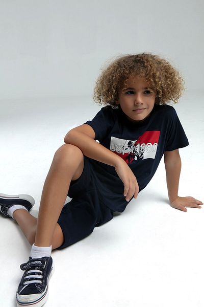 U.S. Polo Assn. Base. Polo Assn Boy's Shorts Set, Sports and Comfortable Combination with Uspa 1890 Graphic Print