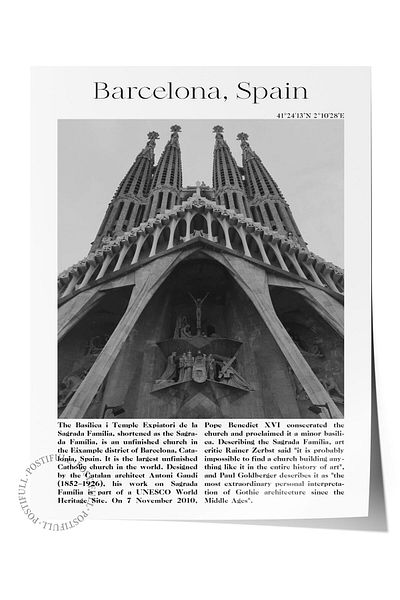 Postifull Barcelona - Spain, City Themed Poster, Frameless Wall Poster, No:30004