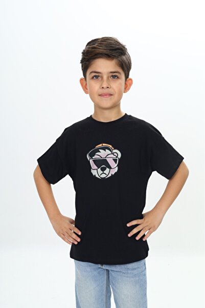 Toontoy Tricou pentru băiat Ursul cu pălărie cu imprimeu