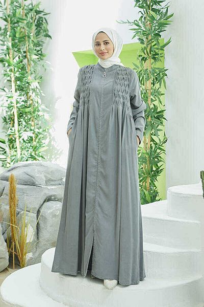 Neways 6627- Crocheted Zippered Ferace Gray