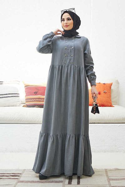 Neways Gray Denim Dress - 6593 Model