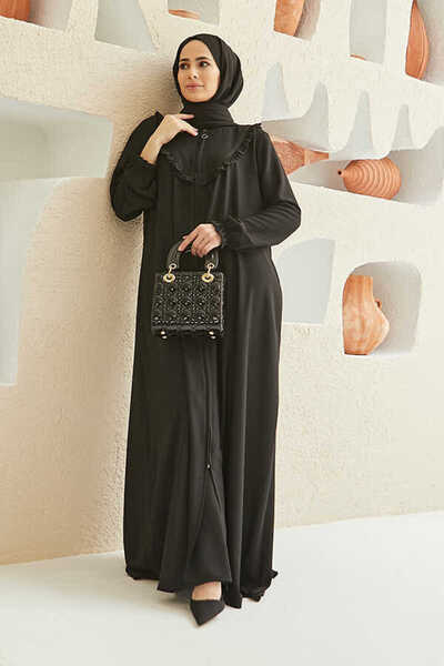 Neways Black Frilly Ferace - 6619 Model