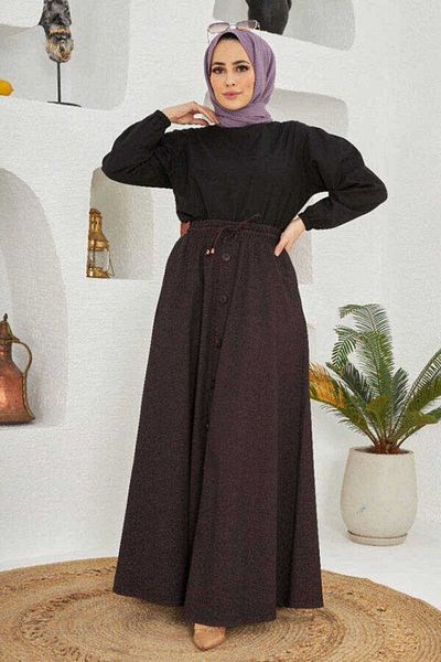 Neways 2215-Fusta Mevlana cu nasturi din denim - Prune