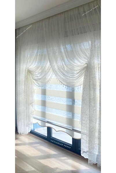 Ceylanlar perde Beaded Crossed Towel Curtain Mechanism White Shantuk-Wood Thick Battery (1/3)