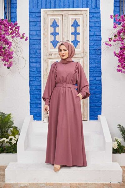 Neways 6583-Krep Elbise Gül Kurusu
