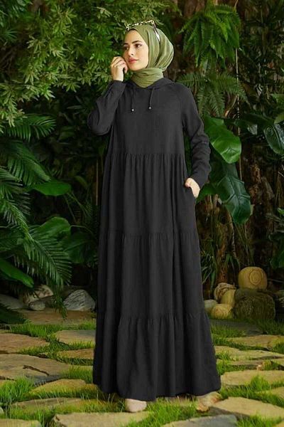 Neways 6531-piece Paint Hooded Raglan Sleeve Dress Black