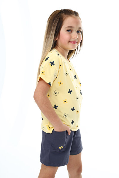 Toontoy Girl's Garni Complete Floral Print Shorts Set