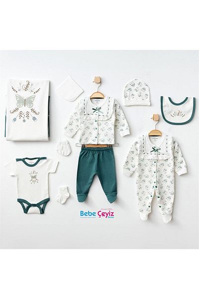 Aziz Bebe 10318 Baby Girl - 10-Piece Ecru Hospital Release