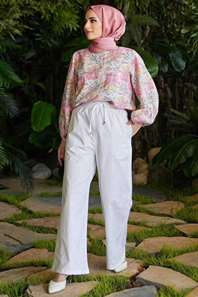 Neways 1105-Elastic Denim Trousers White