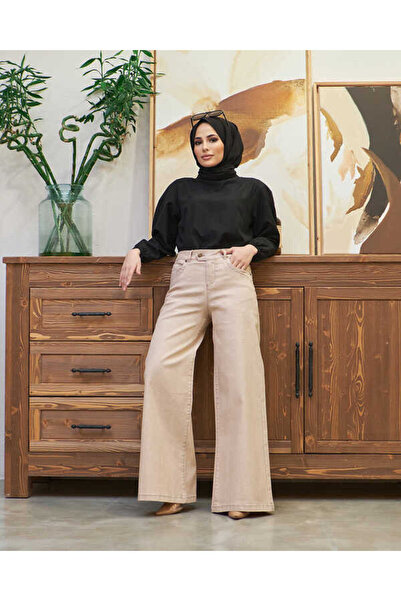 Neways 1067-Denim Bol Paça Pantolon Pudra