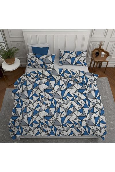 MORRİVAL Set cuvertură dublă cu model geometric - Husă pilota cu fermoar 180x230 + 2 fețe de pernă