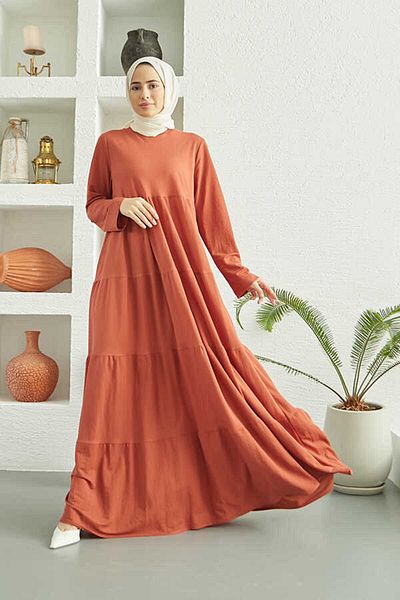 Neways 6400-Ancelina Gathered Dress Tan