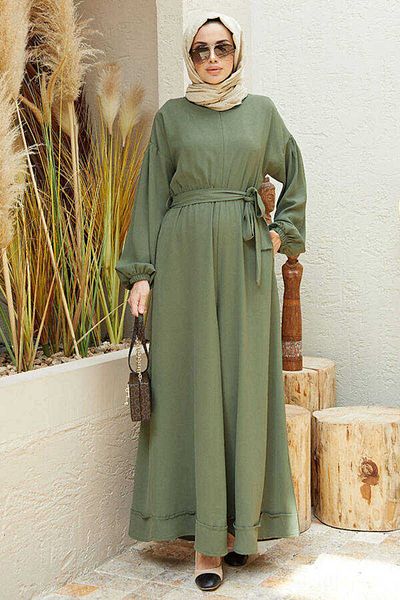 Neways 6569-crepe Jumpsuit Dress Khaki