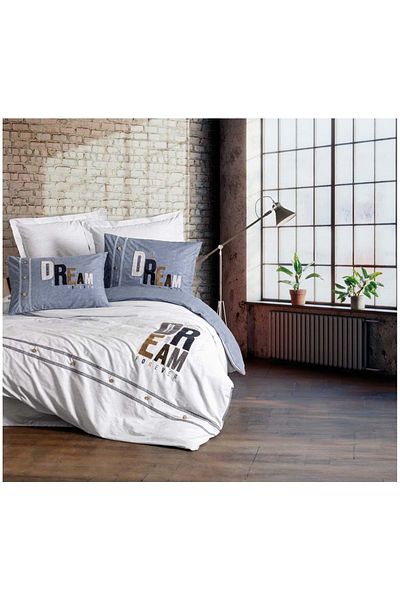 Cotton Box Σετ Παπλωματοθήκη Διπλό Κεντητό Ranforce Mood Grey - Forover