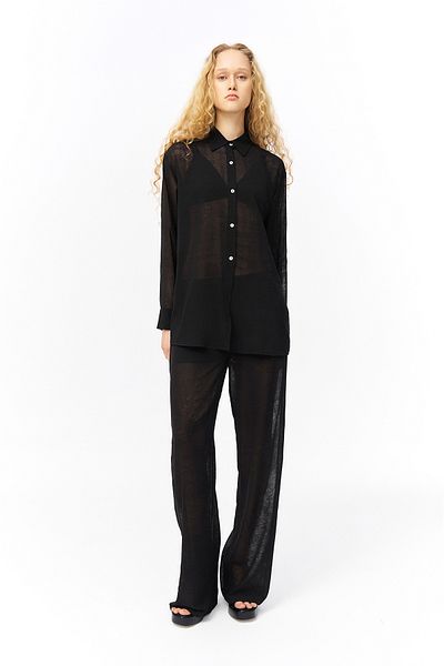 Quzu Side Zip Wide Leg Trousers Black