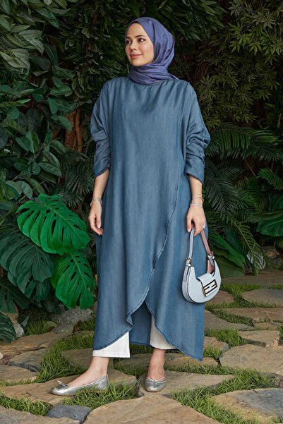Neways 6394-denim standard loose tunic dark blue