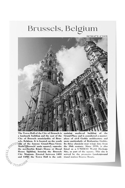 Postifull Brussels - Belgium, City Themed Poster, Unframed Wall Poster, No:30007