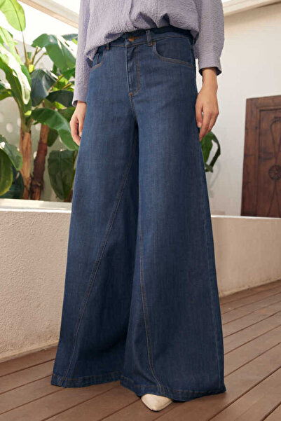 Neways 1162-Denim Pantolon Etek Koyu Mavi