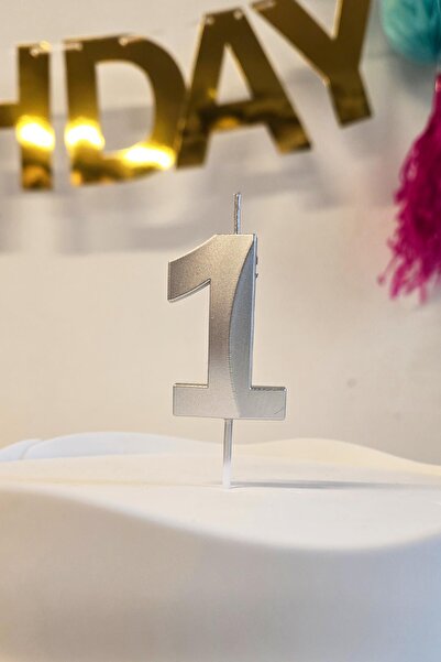 PEKSHOP 1 Yaş Gümüş Mum Rakam Pasta Mumu Yaş Mum Gümüş Renk