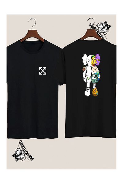MarkaTurko Adventure Time Kaws Custom Design Double Side Printed Black Tshirt 99-99