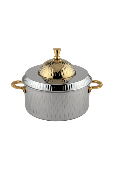ALSAIF Hanya Hotpot Stainless Steel ,size : 2.5 Liter,colour: Silver/gold