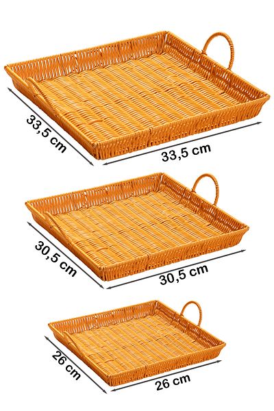 Porsima 709-D Square 3-Piece Wicker Basket Set - Home, Bathroom, and Kitchen Organizer