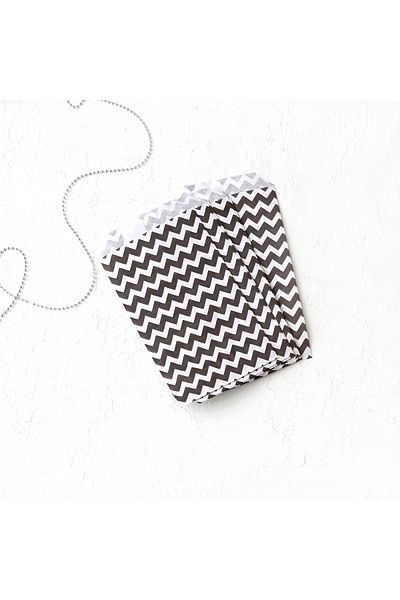 Bimotif Zigzag Patterned Paper Bag, Black-White 11X20 cm - 1000 Pieces