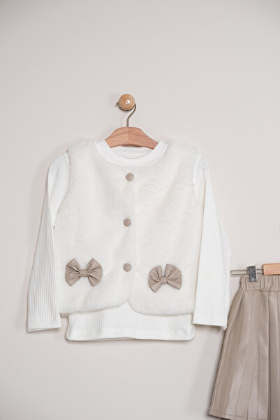 Pina Kids Girl's Plush Vest Leather Skirt Suit - Tkm.9090