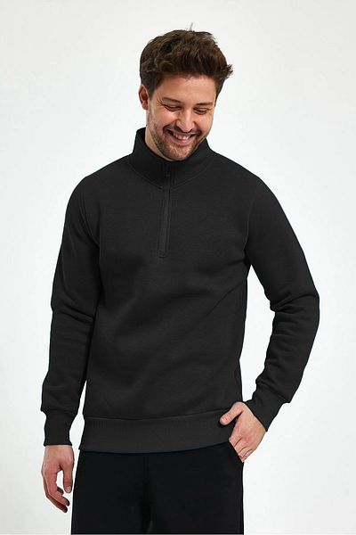 BayBayan Men's Stand Collar Model Half Zipper Pullover Sweatshirt