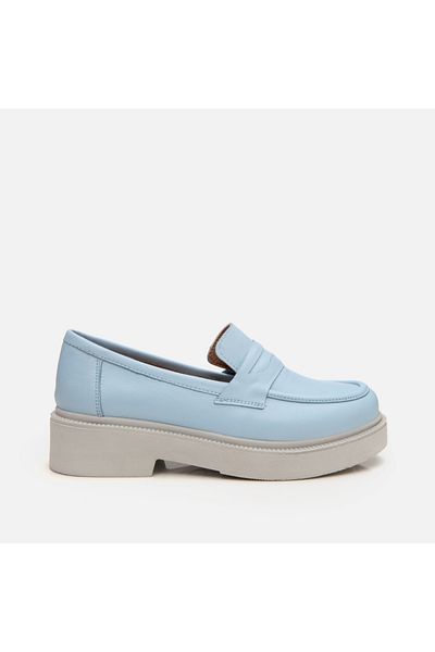 Hotiç Loafer de damă din piele naturală albastru deschis