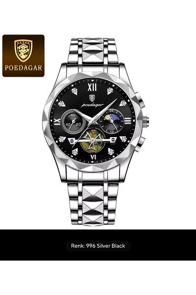 POEDAGAR Steel Inner Functions Active Men's Wristwatch