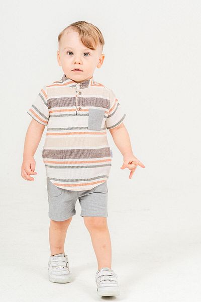 Chicsy Baby Striped Style Shirt and Waist Adjustable Short Sleeve Shorts Set for Kid and Baby
