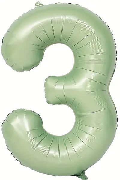 BeySüS Soft Green Retro 3 Number Foil Balloon 100 cm
