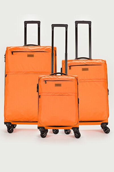 Fossil Unisex  Ekstra Hafif Turuncu Kumaş 3'lü Valiz Seti