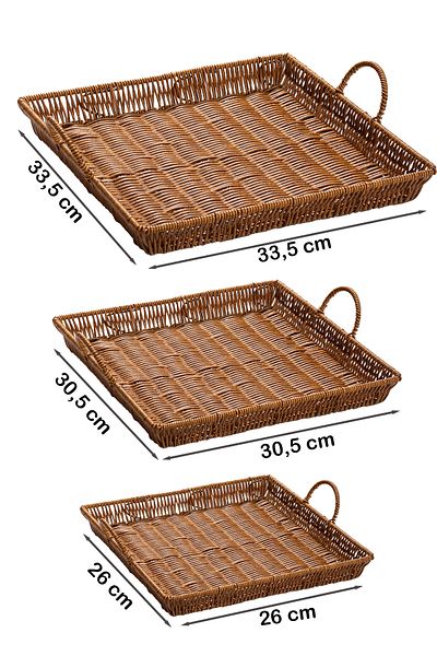 Porsima 709-C Square 3-Piece Wicker Basket Set - Home, Bathroom, and Kitchen Organizer