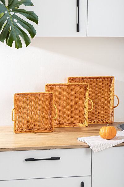 Porsima 709-D Square 3-Piece Wicker Basket Set - Home, Bathroom, and Kitchen Organizer