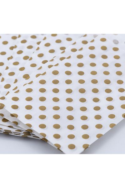 Bimotif Paper Bag with Polka Dot Pattern, Gold-White 11X20 cm - 1000 Pcs