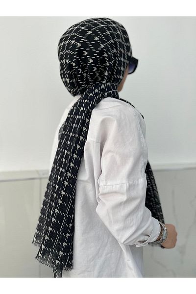poloist Polo Ist Black and White Cotton Shawl Sl3102