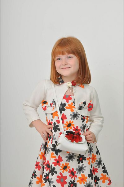 Filizdens Kids Rochie pentru fete cu imprimeu floral, top fără mâneci, cu bolero și geantă Rochie zilnică pentru petrecerea de naștere
