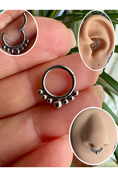 Bylin %100 Cerrahi Çelik Top Top Halka Kilitli Piercing Küpe-Septum, Daith, H...