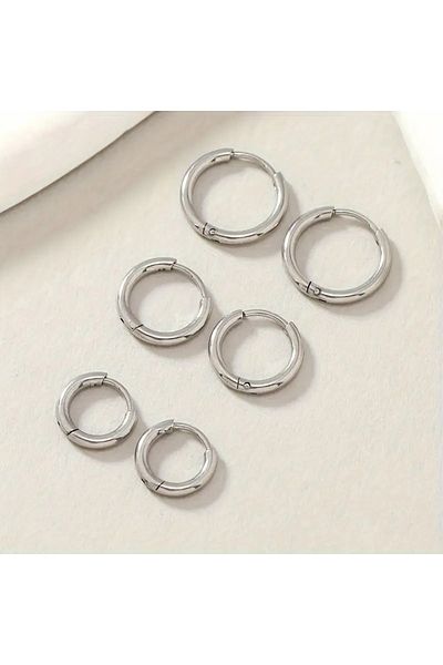 Ayzen 3 Pairs of 6Pcs Hoop Earrings