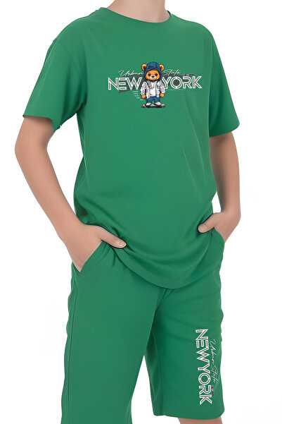 YA KO KİDS Κοντομάνικο ανδρικό παιδικό σετ Urban Nyc με διπλές τσέπες