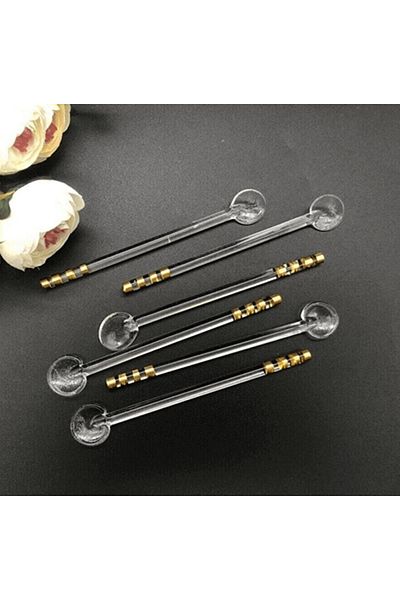 Yenimiyeni Set of 6 Glass Teaspoons Gold Gilded