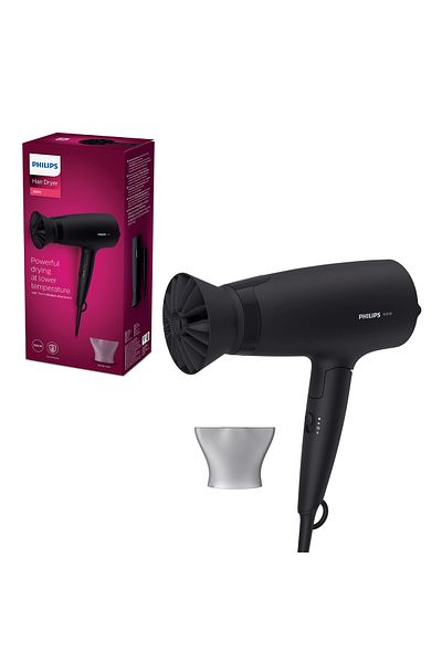 Philips Uscator de par Philips BHD308/10, 1600 W, Thermo Protect, 3 setari de viteza/temperatura, Negru