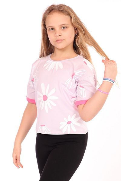 Toontoy Girl's Full Daisy Printed T-Shirt